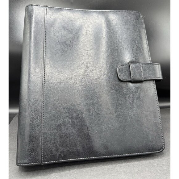 Vintage Day Timer Planner Organizer 7 Ring Binder Black Leather Made In USA 1995 - Picture 1 of 9